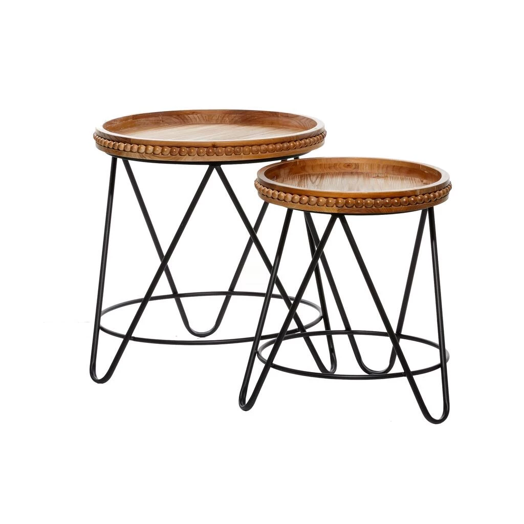 New π Set of 2 Brown Metal Modern Accent Table, 19", 22" by Ivory and Iris π 2 New π Set of 2 Brown Metal Modern Accent Table, 19", 22" by Ivory and Iris π - Image 2