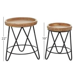 New π Set of 2 Brown Metal Modern Accent Table, 19", 22" by Ivory and Iris π 12 New π Set of 2 Brown Metal Modern Accent Table, 19", 22" by Ivory and Iris π -Cheap Ivory and Iris Store D400232S 6