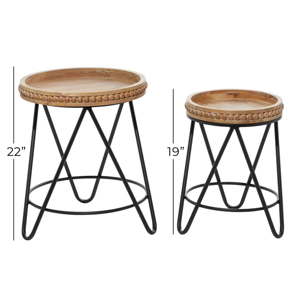 New π Set of 2 Brown Metal Modern Accent Table, 19", 22" by Ivory and Iris π 6 New π Set of 2 Brown Metal Modern Accent Table, 19", 22" by Ivory and Iris π - Image 6