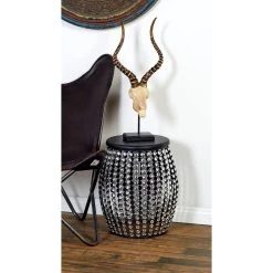 Promo 👍 Black Iron and Wood Glam Accent Table, 19" x 16" x 16" by Ivory and Iris ⭐ -Cheap Ivory and Iris Store D400233S 6