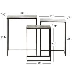 Hot Sale ✔️ Set of 3 Black Aluminum Glam Accent Table 25", 22", 20" by Ivory and Iris 🎁 -Cheap Ivory and Iris Store D400234S 11