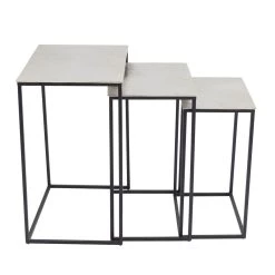 Hot Sale ✔️ Set of 3 Black Aluminum Glam Accent Table 25", 22", 20" by Ivory and Iris 🎁 -Cheap Ivory and Iris Store D400234S 3