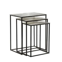 Hot Sale ✔️ Set of 3 Black Aluminum Glam Accent Table 25", 22", 20" by Ivory and Iris 🎁 -Cheap Ivory and Iris Store D400234S 4
