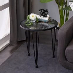 Discount 🌟 Black Wood Modern Accent Table, 22" x 20" x 20" by Ivory and Iris 😍 -Cheap Ivory and Iris Store D400235S 7
