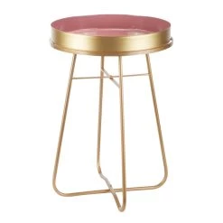Cheap βοΈ Pink Contemporary Metal Accent Table, 24" x 16" by Ivory and Iris β¨