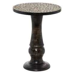 Brand new 😍 Black Rustic Mango Wood Accent Table, 21" x 18" by Ivory and Iris ⭐ -Cheap Ivory and Iris Store D400238S 3