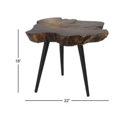 Flash Sale 🥰 Brown Iron and Wood Contemporary Accent Table, 18" x 22" x 23" by Ivory and Iris ⭐ -Cheap Ivory and Iris Store D400240S 6