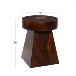 New 😀 Brown Wood Contemporary Accent Table, 20" x 16" x 16" by Ivory and Iris ✨ -Cheap Ivory and Iris Store D400243S 6
