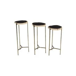 Wholesale ❤️ Set of 3 Gold Petrified Wood Contemporary Accent Table, 26", 24", 22" by Ivory and Iris ❤️ -Cheap Ivory and Iris Store D400247S 3