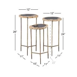 Wholesale ❤️ Set of 3 Gold Petrified Wood Contemporary Accent Table, 26", 24", 22" by Ivory and Iris ❤️ -Cheap Ivory and Iris Store D400247S 8
