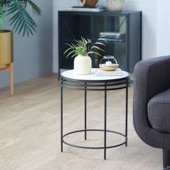 Top 10 💯 Grey Metal Contemporary Accent Table 20" x 18" x 18" by Ivory and Iris 😍 -Cheap Ivory and Iris Store D400250S 6