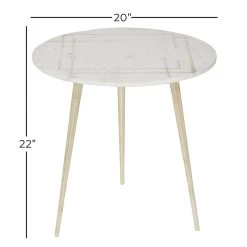 Brand new 🤩 White Modern Aluminum Accent Table, 20" x 22" by Ivory and Iris 🥰 -Cheap Ivory and Iris Store D400257S 5