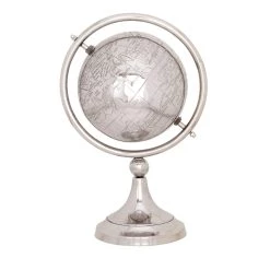 Budget β€οΈ 13" Silver Aluminum Glam Globe by Ivory and Iris β€οΈ