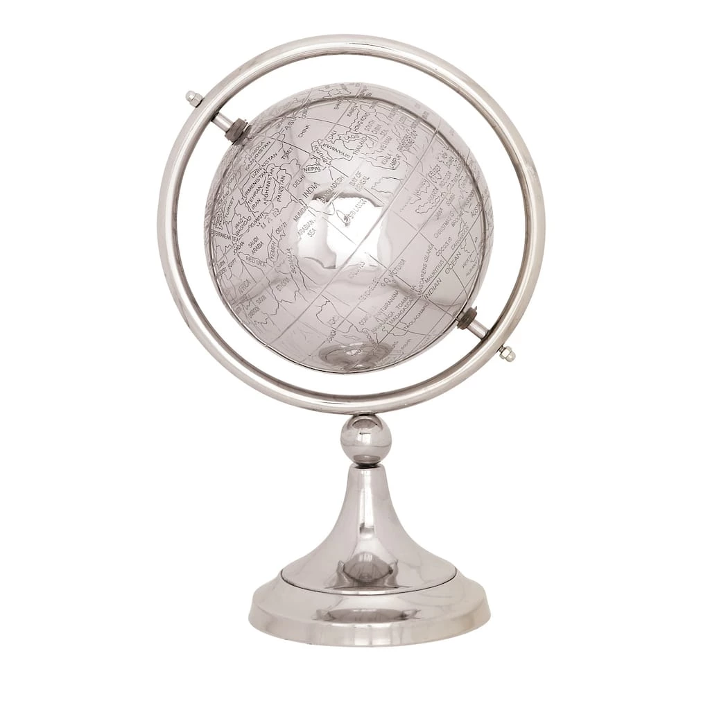Budget ❤️ 13" Silver Aluminum Glam Globe by Ivory and Iris ❤️ 1 Budget ❤️ 13" Silver Aluminum Glam Globe by Ivory and Iris ❤️