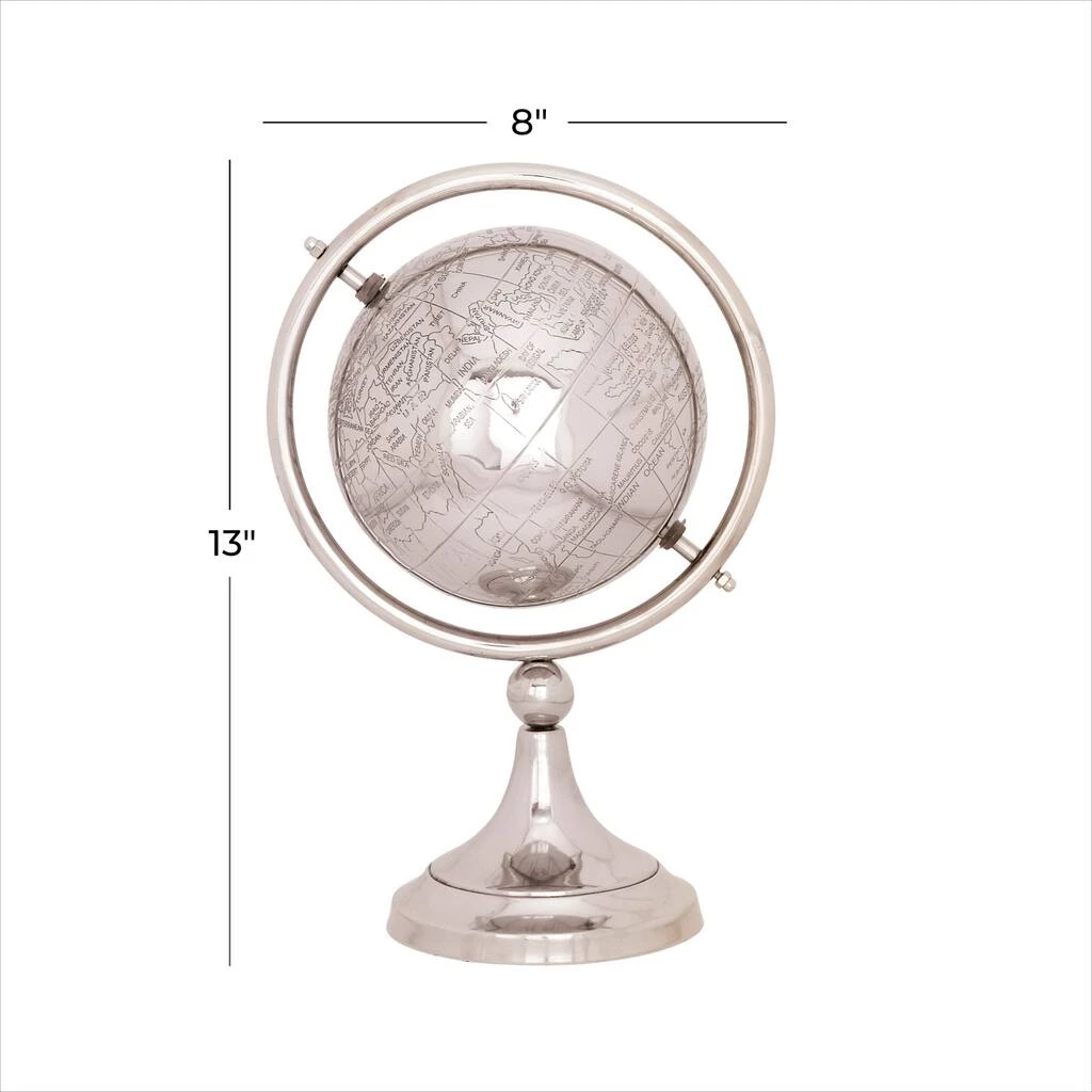 Budget ❤️ 13" Silver Aluminum Glam Globe by Ivory and Iris ❤️ 4 Budget ❤️ 13" Silver Aluminum Glam Globe by Ivory and Iris ❤️ - Image 4