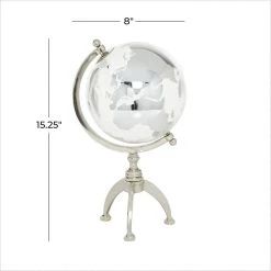 Best deal 🌟 15" Silver Aluminum Glam Globe by Ivory and Iris ✔️ -Cheap Ivory and Iris Store D400290S 6