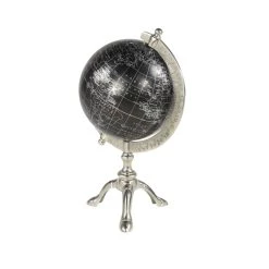 Best Sale ✔️ 12" Rustic Black Globe with Silver Aluminum Stand by Ivory and Iris ❤️