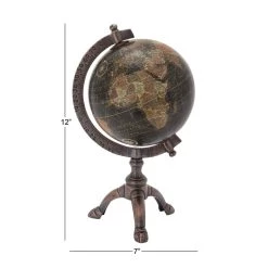 Best Sale ✔️ 12" Rustic Black Globe with Silver Aluminum Stand by Ivory and Iris ❤️ -Cheap Ivory and Iris Store D400300S 7