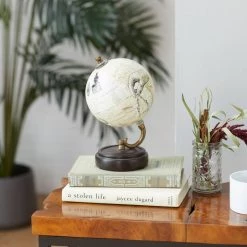 Best deal 🛒 Vintage Yellow Globe with Iron & Wood Base by Ivory and Iris ✔️ -Cheap Ivory and Iris Store D400306S 6