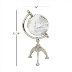 Promo 🎁 12" Silver Aluminum Glam Globe by Ivory and Iris 😍 -Cheap Ivory and Iris Store D400323S 6