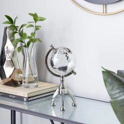 Promo 🎁 12" Silver Aluminum Glam Globe by Ivory and Iris 😍 -Cheap Ivory and Iris Store D400323S 7