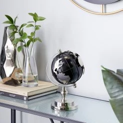 Best deal ✔️ 10" Silver Aluminum Contemporary Globe by Ivory and Iris 🎉 -Cheap Ivory and Iris Store D400327S 7