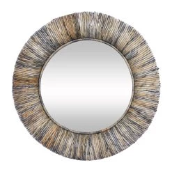 Top 10 🌟 35" Gray Temper Border Coastal Style Round Wall Mirror by Ivory and Iris 👏