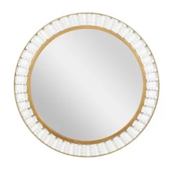 Wholesale 🛒 32" Brown Wood Contemporary Round Wall Mirror by Ivory and Iris ✔️