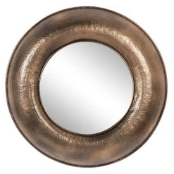Best deal 👏 32" Bronze Modern Metal Round Wall Mirror by Ivory and Iris 🎁