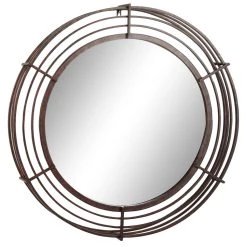 Top 10 😉 33" Brown Industrial Metal Round Wall Mirror by Ivory and Iris 🔔