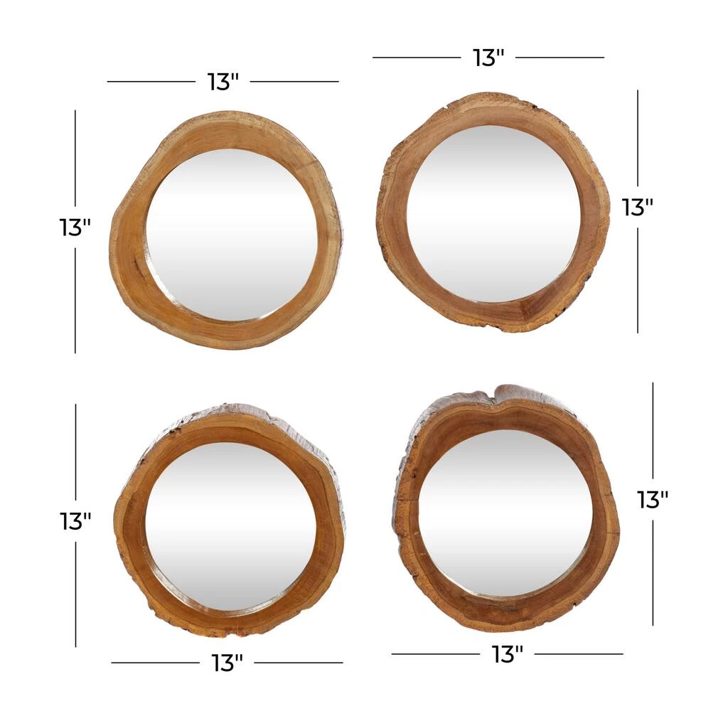 Best Sale π― 13" Brown Teak Wood Rustic Wall Mirror, 4ct. by Ivory and Iris π 6 Best Sale π― 13" Brown Teak Wood Rustic Wall Mirror, 4ct. by Ivory and Iris π - Image 6
