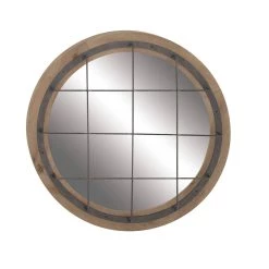Best reviews of π€© 31" Brown Industrial Wood Wall Mirror by Ivory and Iris π