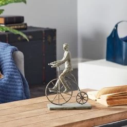 Best Pirce ⌛ 13" Gray Polystone Traditional Bicycle Sculpture by Ivory and Iris 🤩 -Cheap Ivory and Iris Store D400457S 6