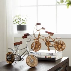 Best Pirce 🤩 Gold and Silver Metal Vintage Bicycle Sculpture Set by Ivory and Iris 🌟 -Cheap Ivory and Iris Store D400461S 7