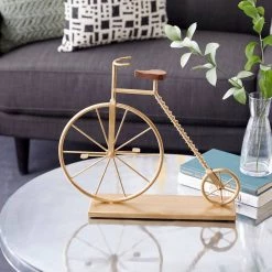 Best deal 🎉 17" Gold Metal Traditional Bicycle Sculpture by Ivory and Iris 👏 -Cheap Ivory and Iris Store D400465S 7