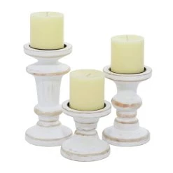 Promo π White Wood Farmhouse Candle Holder Set by Ivory and Iris β€οΈ