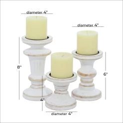 Promo 🎁 White Wood Farmhouse Candle Holder Set by Ivory and Iris ❤️ -Cheap Ivory and Iris Store D400493S 6