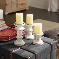 Promo 🎁 White Wood Farmhouse Candle Holder Set by Ivory and Iris ❤️ -Cheap Ivory and Iris Store D400493S 7