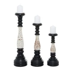 Hot Sale 🧨 16" Black & White Wood Farmhouse Candlestick Holder Set by Ivory and Iris ❤️
