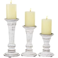Outlet β White Mango Wood Country Cottage Candle Holder Set by Ivory and Iris β€οΈ