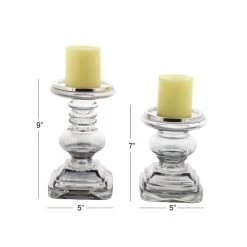 Buy 👍 Clear Glass Traditional Candle Holder Set by Ivory and Iris ⌛ -Cheap Ivory and Iris Store D400499S 6