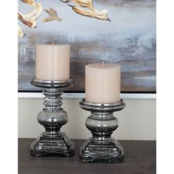 Buy 👍 Clear Glass Traditional Candle Holder Set by Ivory and Iris ⌛ -Cheap Ivory and Iris Store D400499S 7