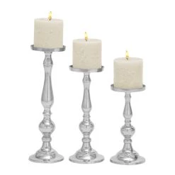 Best reviews of ❤️ Silver Aluminum Traditional Candle Holder Set by Ivory and Iris 🔥