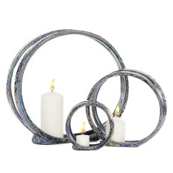 Buy 💯 14" Silver Ceramic Glam Candlestick Holder Set by Ivory and Iris 😉