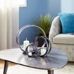 Buy 💯 14" Silver Ceramic Glam Candlestick Holder Set by Ivory and Iris 😉 -Cheap Ivory and Iris Store D400502S 11