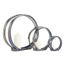 Buy 💯 14" Silver Ceramic Glam Candlestick Holder Set by Ivory and Iris 😉 -Cheap Ivory and Iris Store D400502S 3