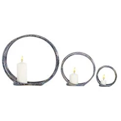 Buy 💯 14" Silver Ceramic Glam Candlestick Holder Set by Ivory and Iris 😉 -Cheap Ivory and Iris Store D400502S 4