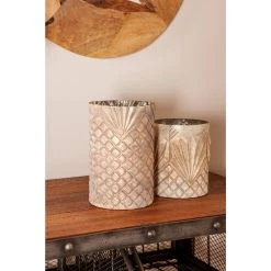 Wholesale ✨ Set of 3 Beige Glass Vintage Candle Holder, 7", 10", 13" by Ivory and Iris 🔥 -Cheap Ivory and Iris Store D400504S 8