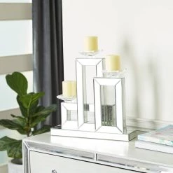 Best deal 🔔 17" Silver Wood Glam Candlestick Holder by Ivory and Iris 🔥 -Cheap Ivory and Iris Store D400514S 8