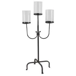Brand new π Traditional Black Metal and Glass 3-Light Candelabra, 28" x 15" x 12" by Ivory and Iris π§¨
